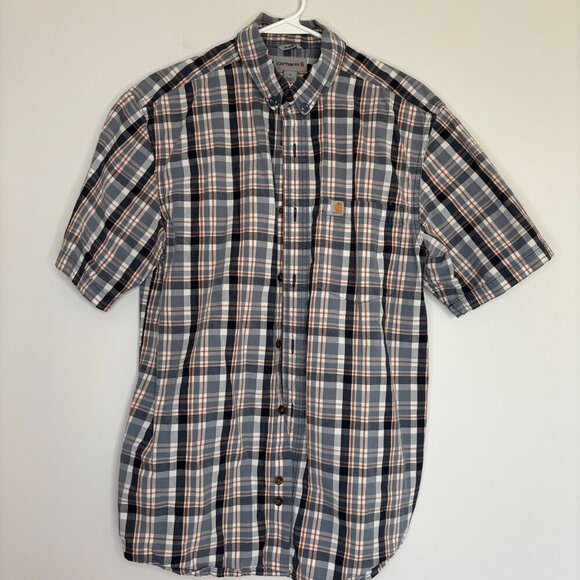 Carhartt Other - CARHARTT Relaxed Fit Short Sleeve Button Down Blue Plaid Size Medium